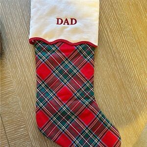 Mark & Graham Scalloped Plaid Stocking- Red Tartan
